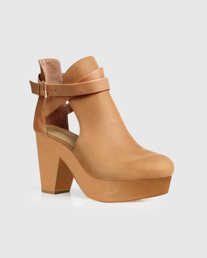 Women Shoes Belle and Bloom Fearless Clog Ankle Boot 8211 Tan
