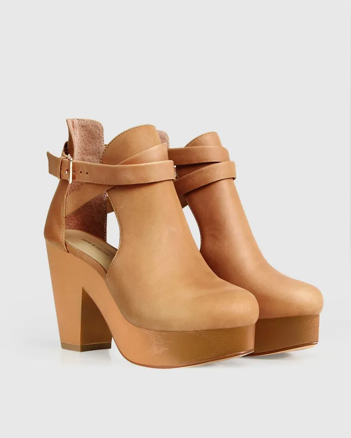 Women Shoes Belle and Bloom Fearless Clog Ankle Boot 8211 Tan