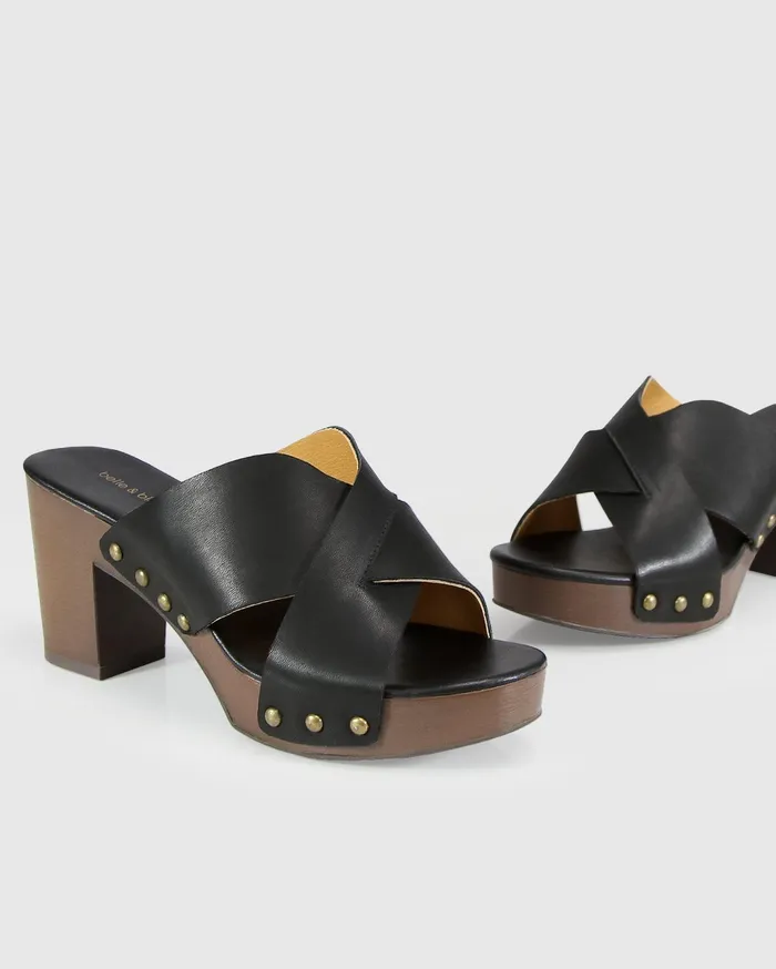 Women Shoes Belle and Bloom Midtown Clog Mule 8211 BlackChocolate