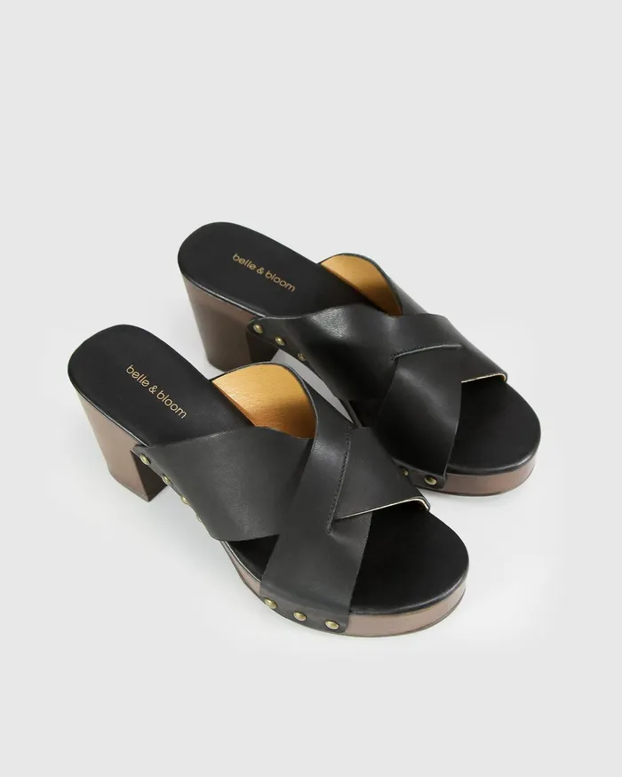 Women Shoes Belle and Bloom Midtown Clog Mule 8211 BlackChocolate