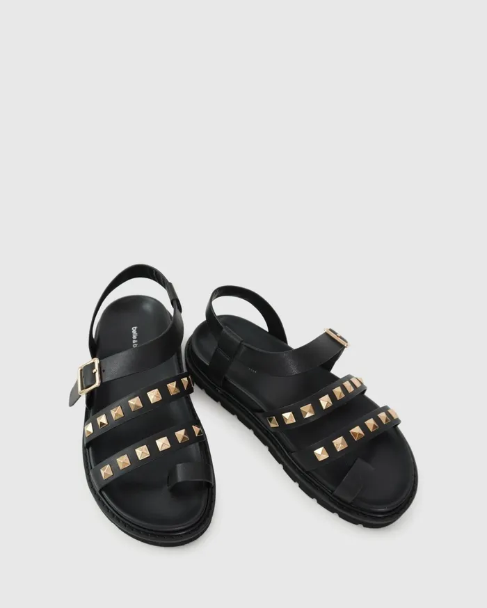 Women Shoes Belle and Bloom Morning Mood Chunky Stud Sandal 8211 Black