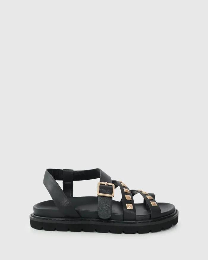 Women Shoes Belle and Bloom Morning Mood Chunky Stud Sandal 8211 Black