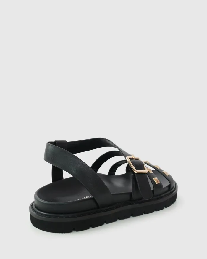 Women Shoes Belle and Bloom Morning Mood Chunky Stud Sandal 8211 Black
