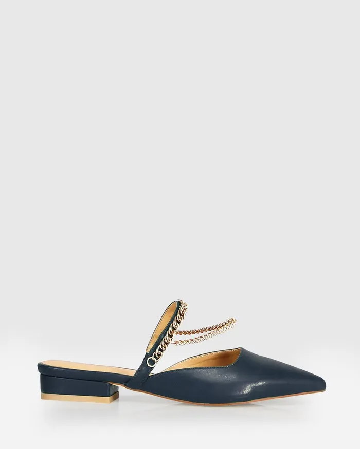 Women Shoes Belle and Bloom On The Go Leather Flat 8211 Navy