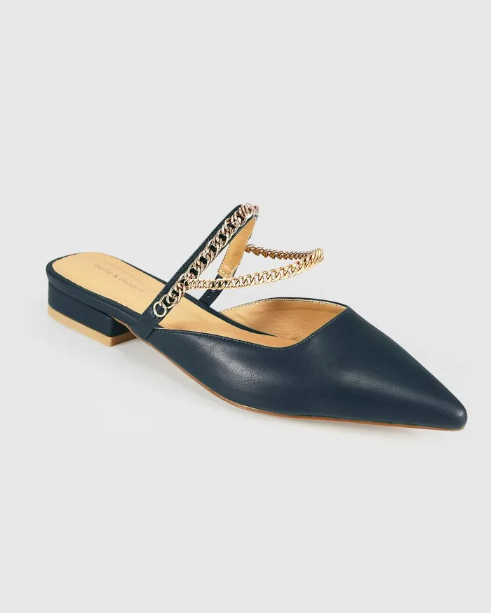 Women Shoes Belle and Bloom On The Go Leather Flat 8211 Navy