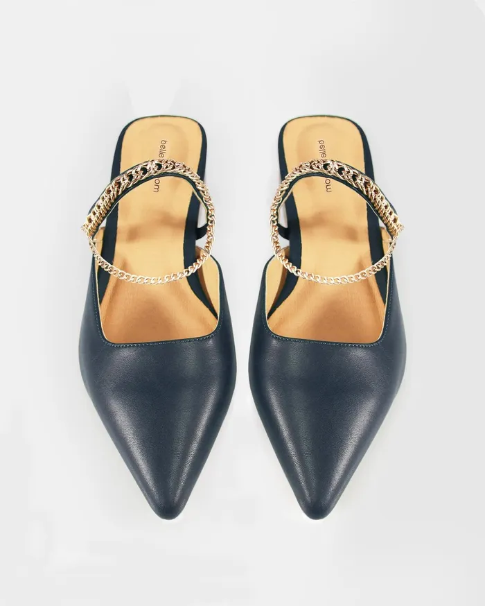 Women Shoes Belle and Bloom On The Go Leather Flat 8211 Navy