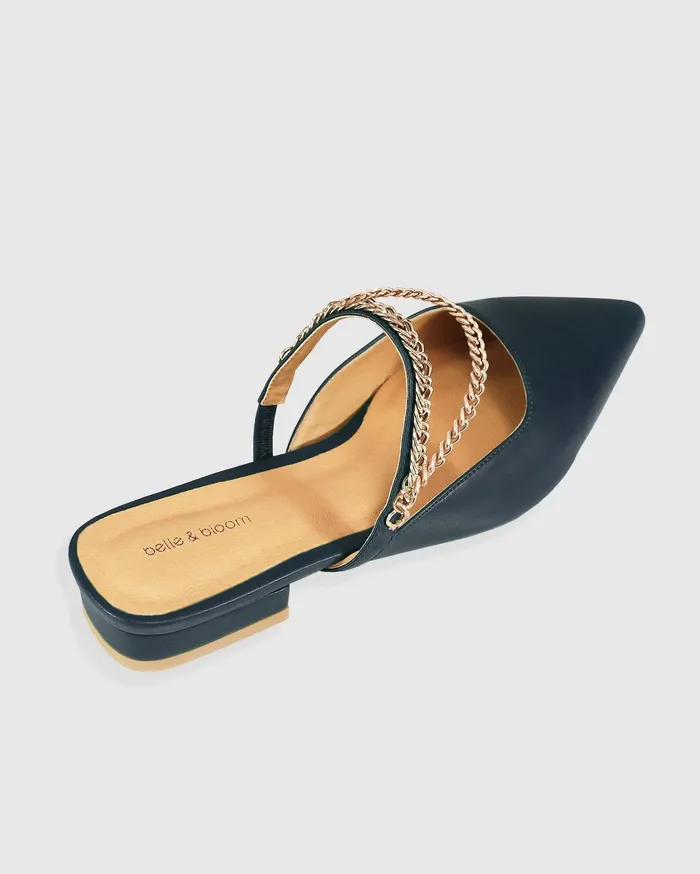 Women Shoes Belle and Bloom On The Go Leather Flat 8211 Navy