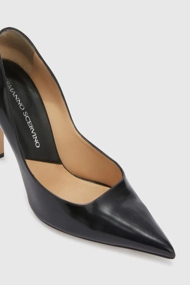 Women Shoes Ermanno Scervino Designer Black Leather Dcollete With Stiletto Heel 8211 Ermanno Scervino Black