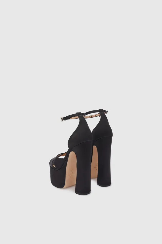 Women Shoes Ermanno Scervino Designer Black Satin Platform Sandals 8211 Ermanno Scervino Black