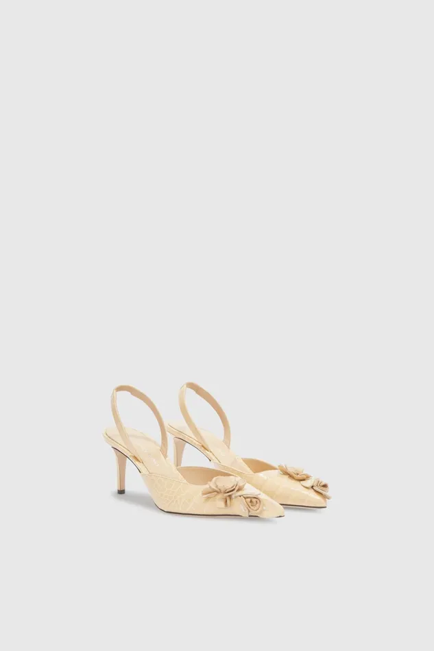 Women Shoes Ermanno Scervino Designer Crocodile Print Calfskin Slingback 8211 Ermanno Scervino White