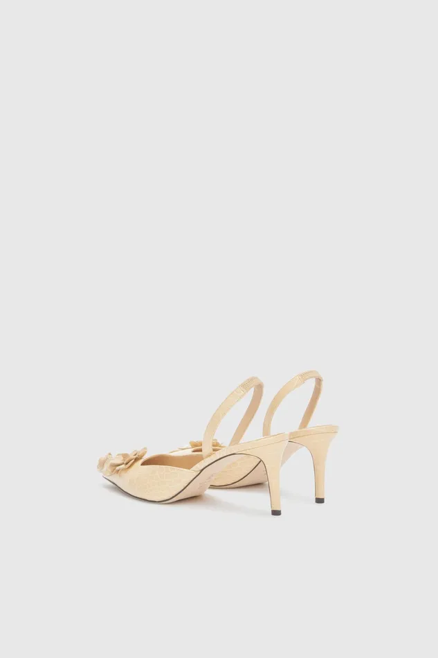 Women Shoes Ermanno Scervino Designer Crocodile Print Calfskin Slingback 8211 Ermanno Scervino White