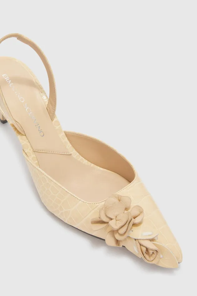 Women Shoes Ermanno Scervino Designer Crocodile Print Calfskin Slingback 8211 Ermanno Scervino White