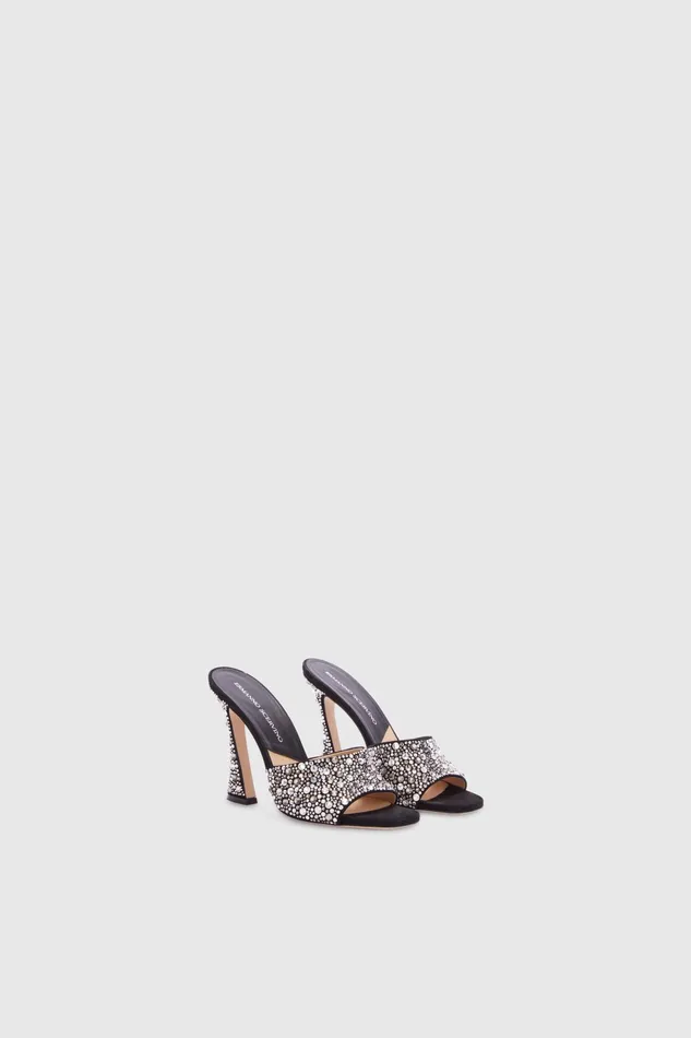 Women Shoes Ermanno Scervino Designer Mules With Silver Crystals 8211 Ermanno Scervino Black