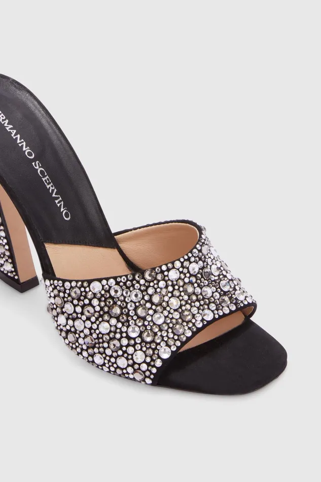 Women Shoes Ermanno Scervino Designer Mules With Silver Crystals 8211 Ermanno Scervino Black
