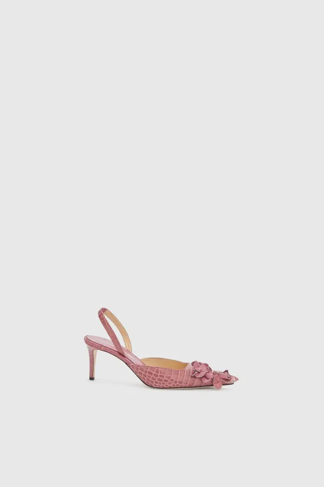 Women Shoes Ermanno Scervino Designer Pink Crocodileprint Slingback Heels 8211 Ermanno Scervino Pink