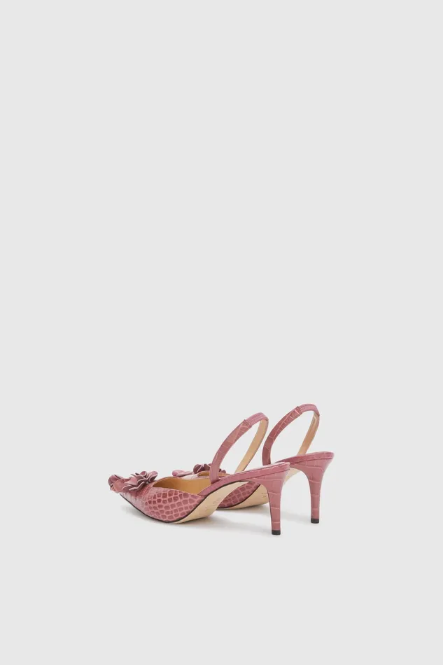 Women Shoes Ermanno Scervino Designer Pink Crocodileprint Slingback Heels 8211 Ermanno Scervino Pink
