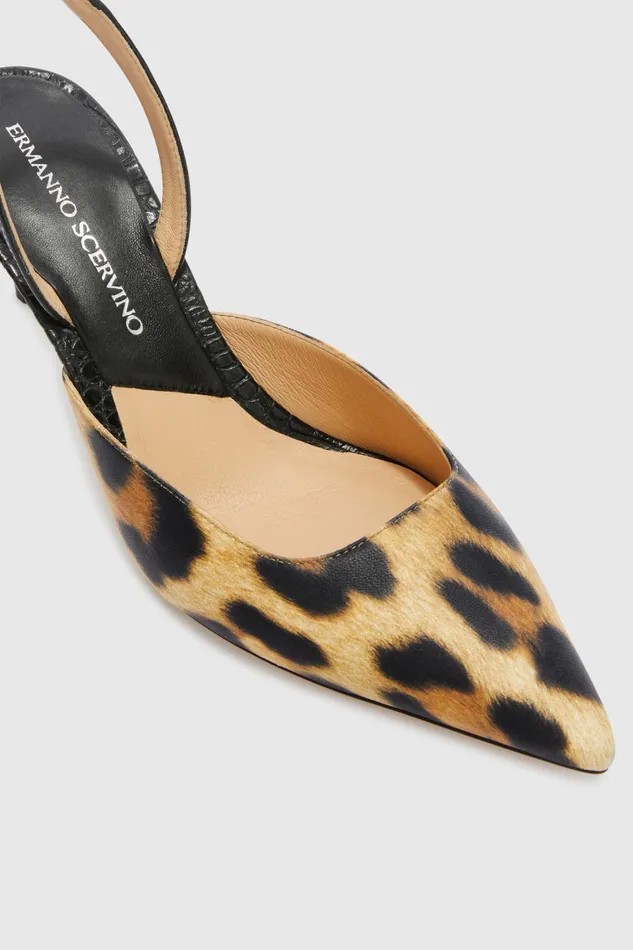 Women Shoes Ermanno Scervino Designer Slingback With Animal Print 8211 Ermanno Scervino Leopard Print