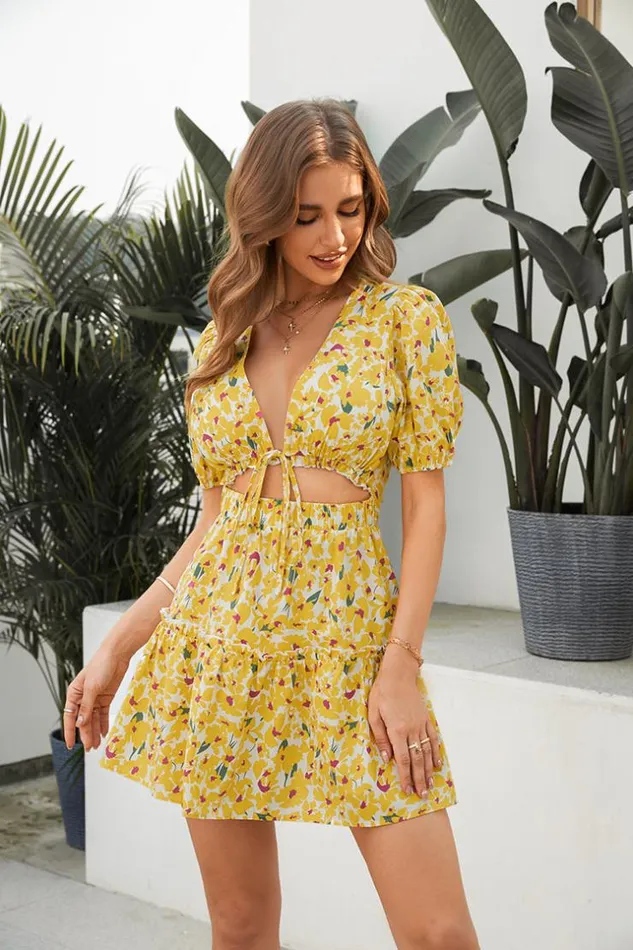 Women Short Dresses Cupshe Althea Lace Up Fitted Waisted Ruffle Dress Multicolor Women Short Dresses Cupshe Althea Lace Up Fitted Waisted Ruffle Dress Multicolor