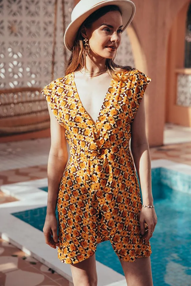 Women Short Dresses Cupshe Asia Vneck Fitted Waisted AShape Dress Multicolor