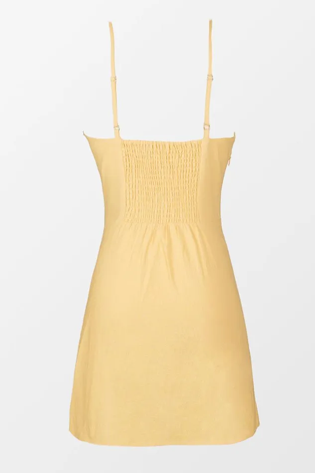 Women Short Dresses Cupshe Brooklynn Fitted Waist Adjustable Straps Wrap Dress Yellow