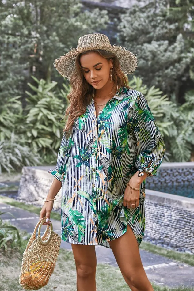 Women Short Dresses Cupshe Carlene Button Loose Waisted Shirt Multicolor