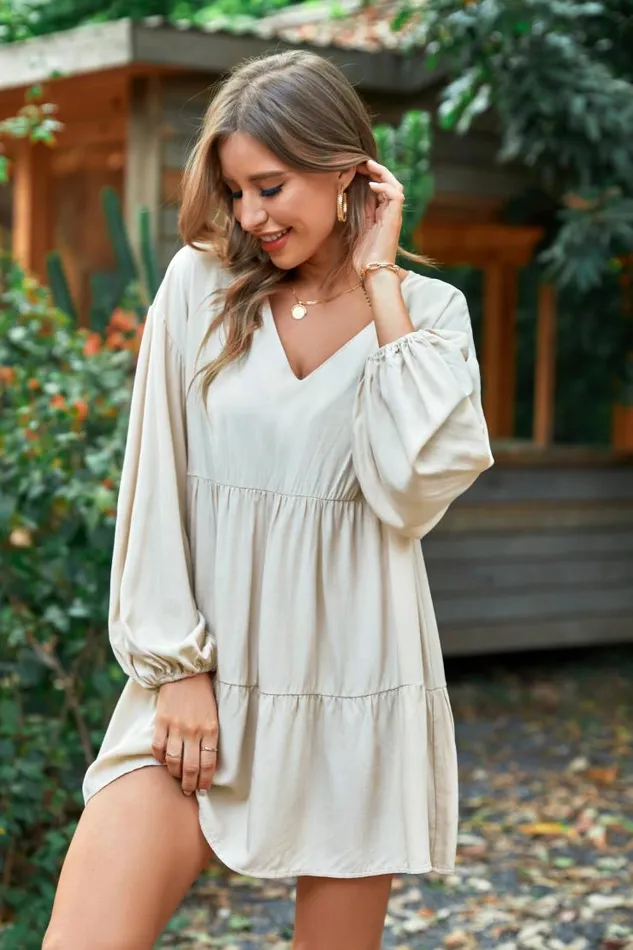 Women Short Dresses Cupshe Cofete Apricot Vneck AShape Dress White
