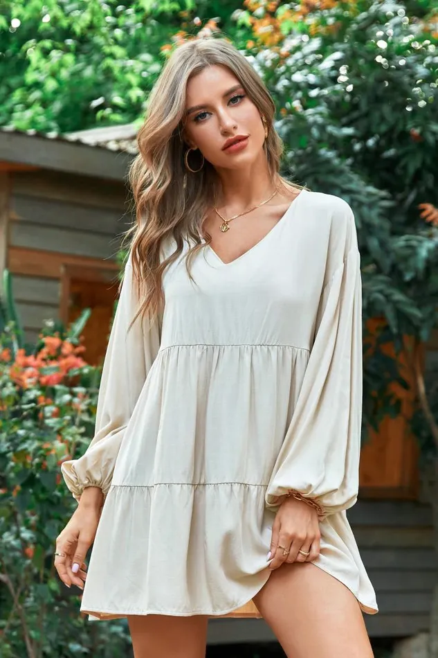Women Short Dresses Cupshe Cofete Apricot Vneck AShape Dress White