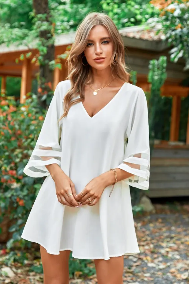Women Short Dresses Cupshe Cofete Plunge Loose Waisted Short AShape Dress White Women Short Dresses Cupshe Cofete Plunge Loose Waisted Short AShape Dress White