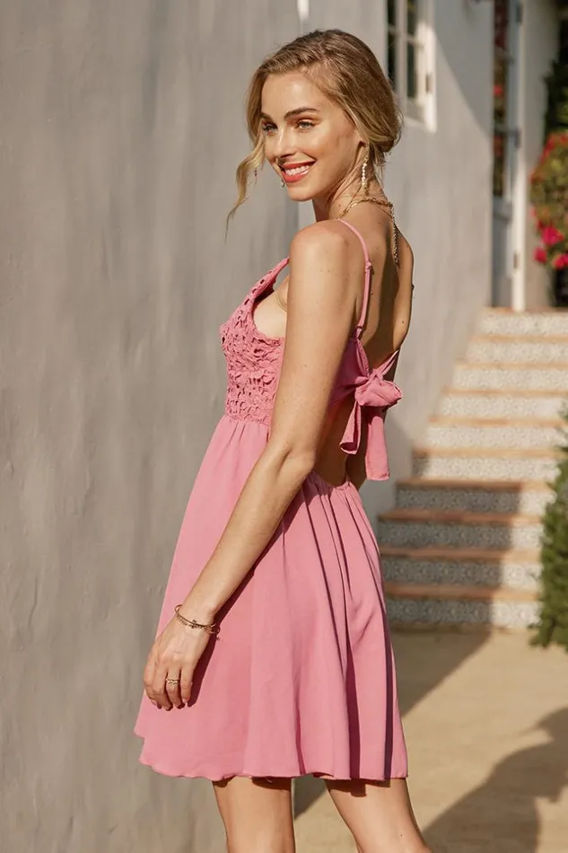 Women Short Dresses Cupshe Corong Corong Vneck Cut Out Lace Trims Dresse Pink