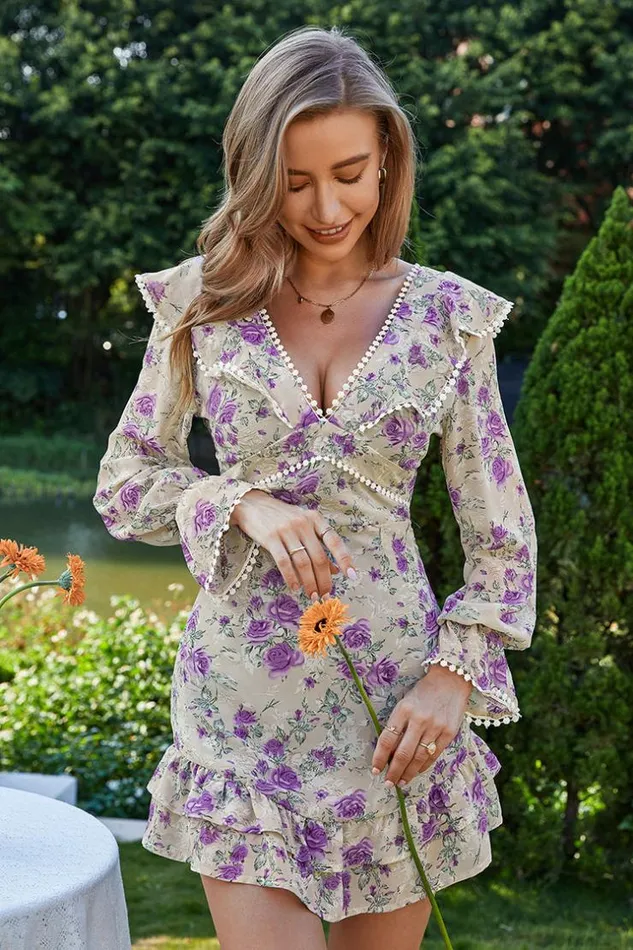 Women Short Dresses Cupshe Gussie Vneck Puff Backless Sheath Dress Multicolor