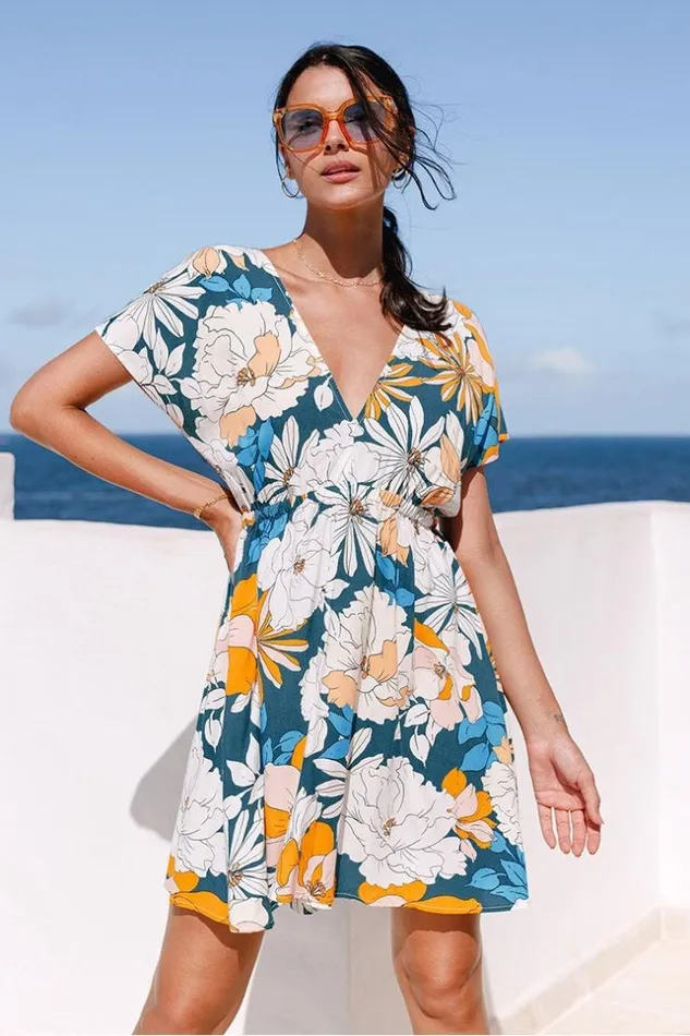Women Short Dresses Cupshe Jena Floral Vneck Dress Multicolor