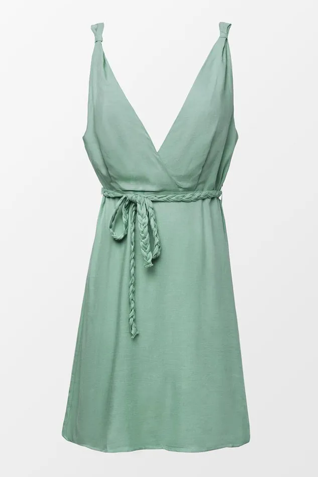 Women Short Dresses Cupshe Marianna Green Braided Belt Dress Green