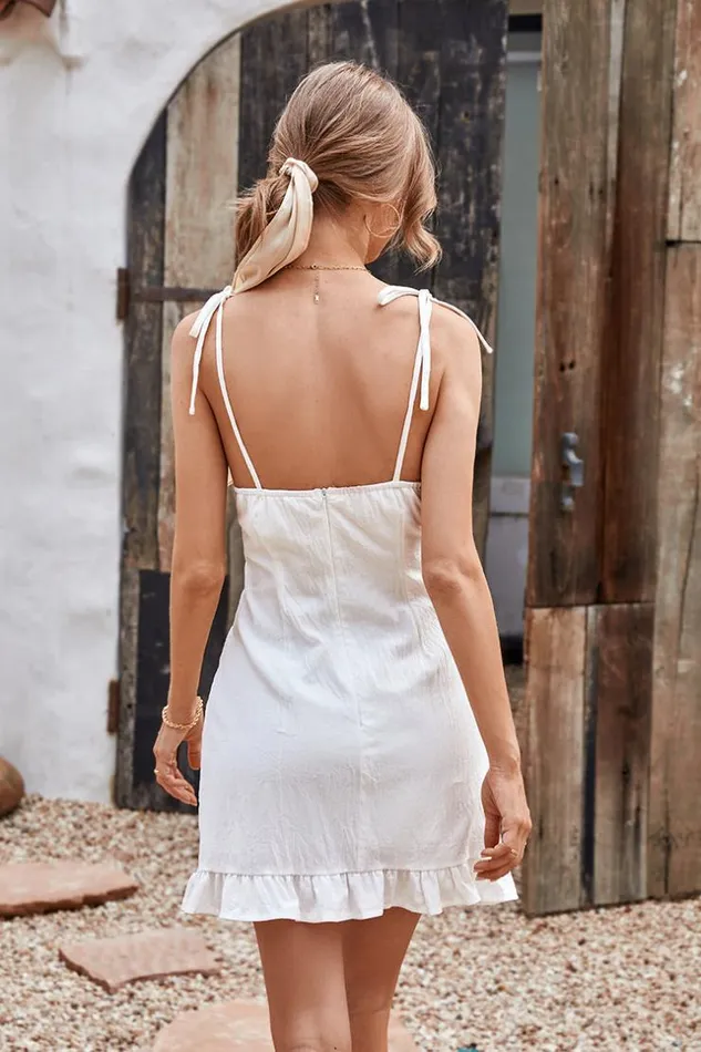 Women Short Dresses Cupshe Summer Passion Tie Frill Mini Dress White
