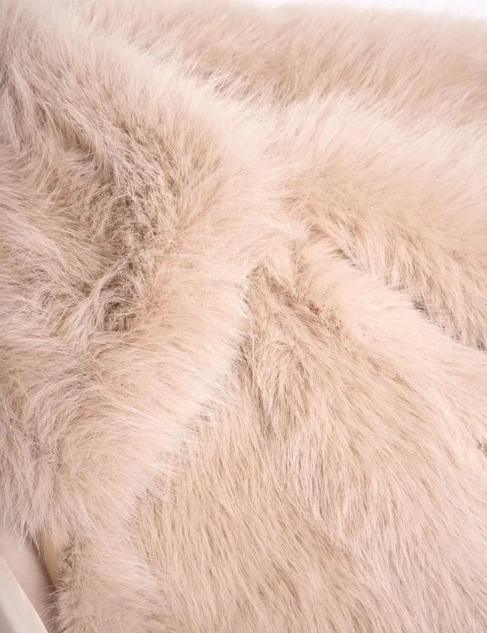 Women Short Faux Fur Jacket Beige Beige Public Desire Outerwear and Jackets