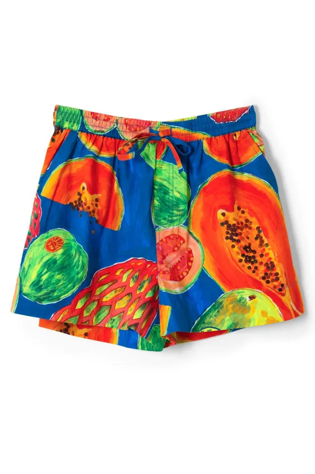 Women Shorts Damson Madder Pull On Shorts 8211 Papaya Print