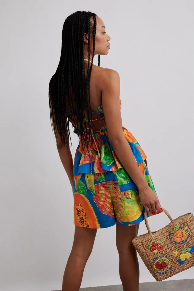 Women Shorts Damson Madder Pull On Shorts 8211 Papaya Print