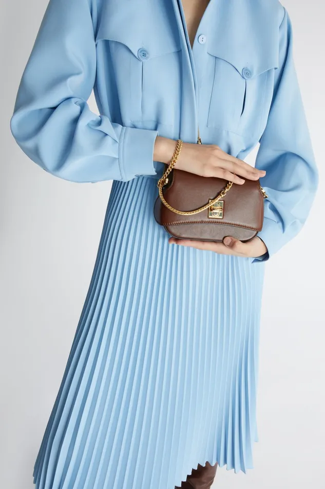 Women Shoulder Bags Ermanno Scervino Designer Mini Audrey In Smooth Calfskin 8211 Ermanno Scervino Brown