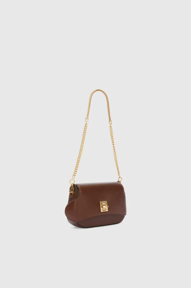 Women Shoulder Bags Ermanno Scervino Designer Mini Audrey In Smooth Calfskin 8211 Ermanno Scervino Brown
