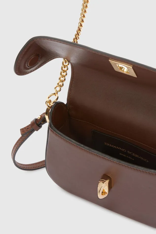Women Shoulder Bags Ermanno Scervino Designer Mini Audrey In Smooth Calfskin 8211 Ermanno Scervino Brown