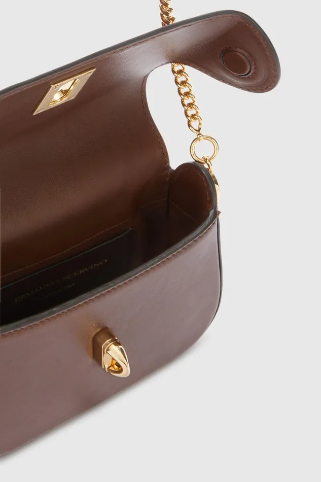 Women Shoulder Bags Ermanno Scervino Designer Mini Audrey In Smooth Calfskin 8211 Ermanno Scervino Brown