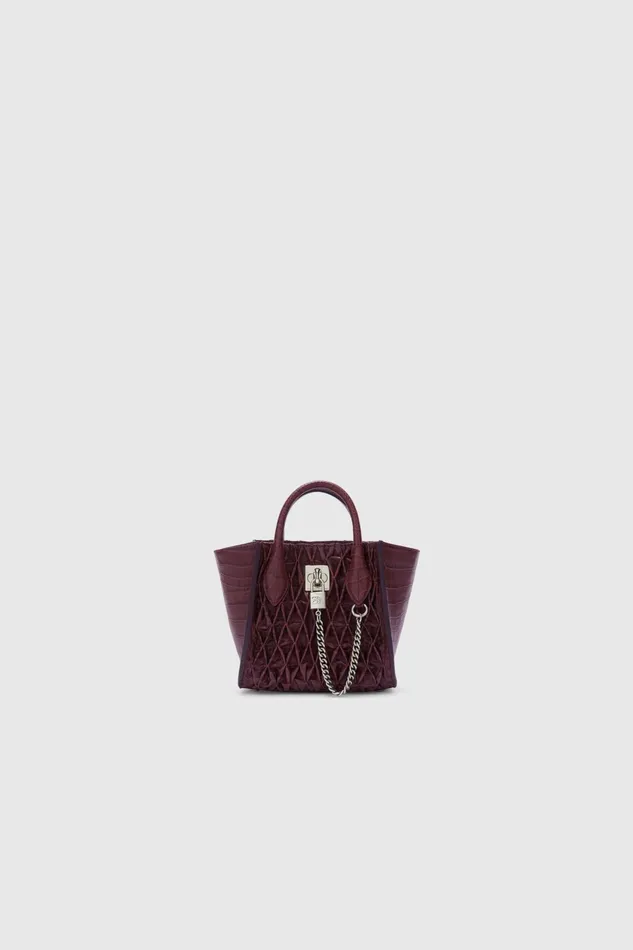 Women Shoulder Bags Ermanno Scervino Mini Maggie In Crocodile Print Lamb And Handmade Smock Stitching Bordeaux Women Shoulder Bags Ermanno Scervino Mini Maggie In Crocodile Print Lamb And Handmade Smock Stitching Bordeaux