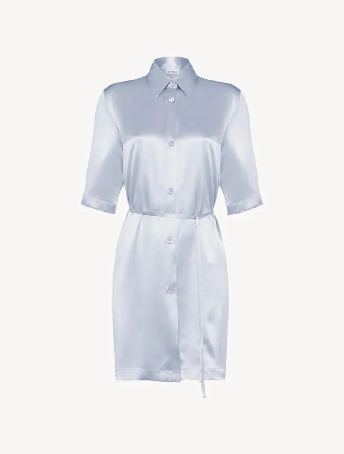 Women Silk Sleepwear La Perla Silk Long Shirt In Azure