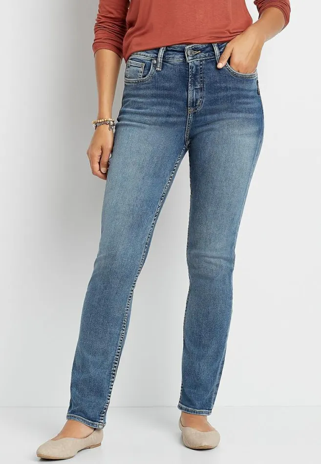 Women Silver Jeans Co Avery High Rise Dark Straight Leg Jean Maurices Jeans