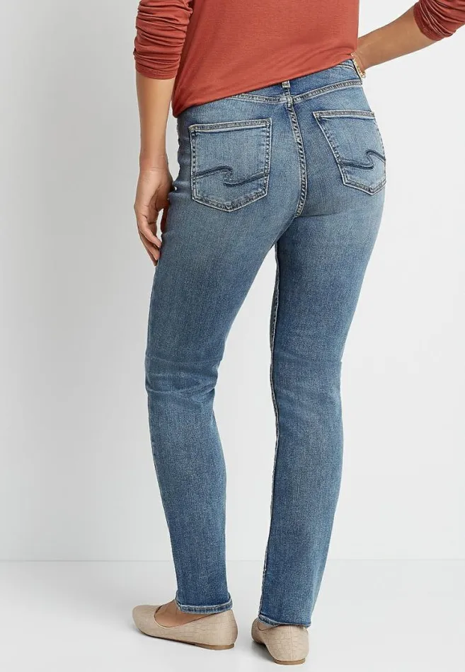 Women Silver Jeans Co Avery High Rise Dark Straight Leg Jean Maurices Jeans