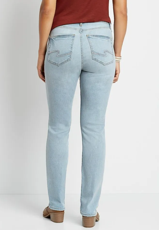 Women Silver Jeans Co Avery High Rise Light Straight Leg Jean Maurices Jeans