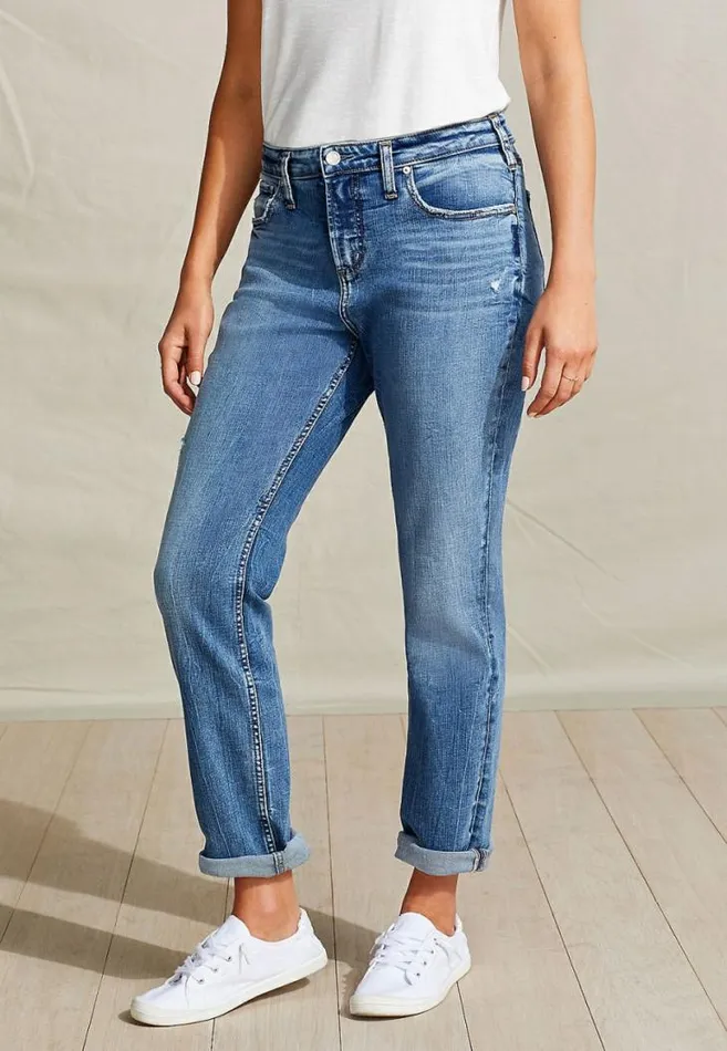 Women Silver Jeans Co High Rise Medium Wash Girlfriend Jean Maurices Jeans
