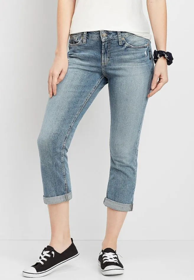 Women Silver Jeans Co Suki Medium Wash Capri Maurices Bottoms