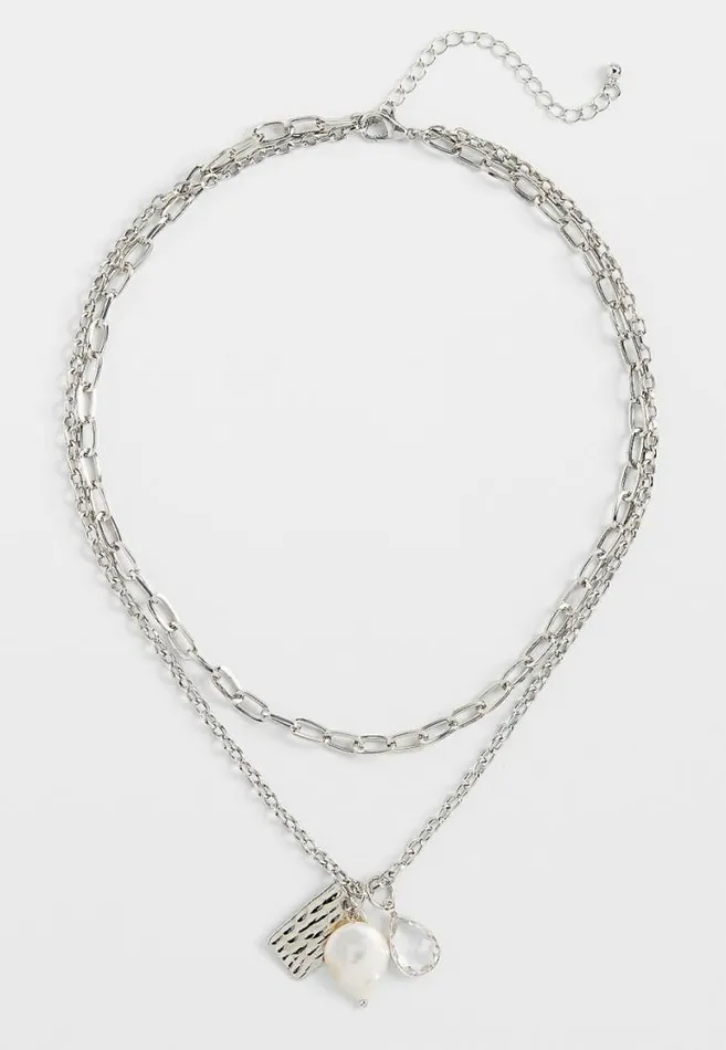 Women Silver Pearl Cluster Drape Necklace Maurices Jewelry