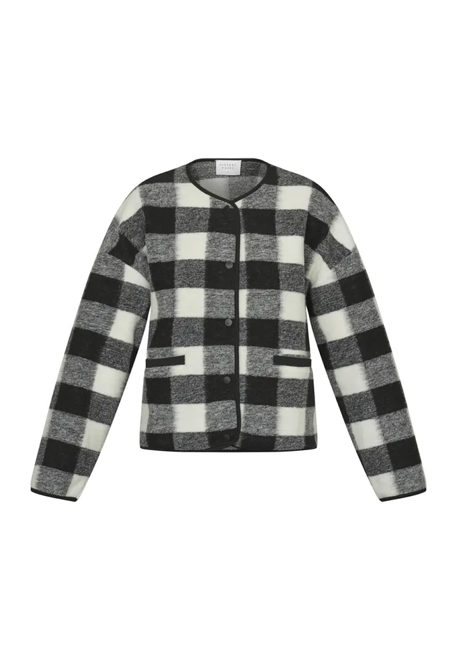 Women Sisters Point Jackets and Waistcoats HIBEABL Blackcream Check