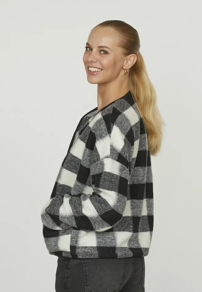 Women Sisters Point Jackets and Waistcoats HIBEABL Blackcream Check